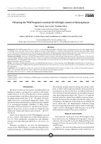 Obtaining the Wild Bergamot Essential Oil with High Content of Thymoquinone