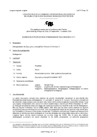 Proposal for Amendment of Appendix I Or II for CITES Cop16