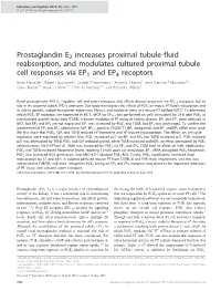 Prostaglandin E2 Increases Proximal Tubule Fluid Reabsorption