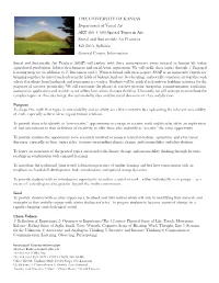 Social and Sustainable Art Practices Fall 2015, Syllabus General Course Information