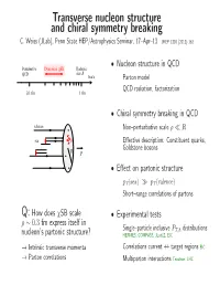 Transverse Nucleon Structure and Chiral Symmetry Breaking C