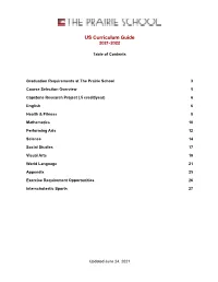 US Curriculum Guide 2021-2022