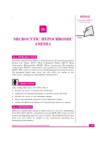 16 Microcytic Hypochromic Anemia
