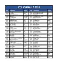 Atp Schedule 2020