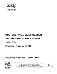 Ifds Functional Classification System & Procedures