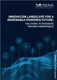 Innovation Landscape for a Renewable-Powered Future: Solutions to Integrate Variable Renewables