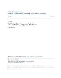 NT 510 the Gospel of Matthew David R