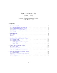 Stat 155 Lecture Notes Game Theory