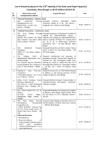 Tentative List of Industries to Be Placed in the 44Th Meeting of The
