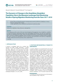 The Dynamics of Changes in the Amphibian (Amphibia) Population