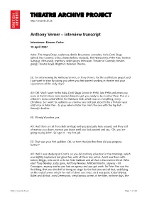 Theatre Archive Project: Interview with Anthony Verner