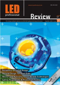 39 Reliability-Oriented Design Natural Design for Heat Sinks Micro- and Nanostructured 3D LED Technologies Safety Regulations &
