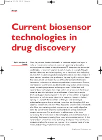 Current Biosensor Technologies in Drug Discovery