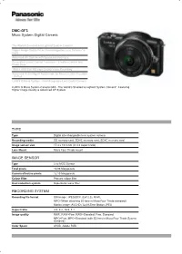 DMC-GF3 Micro System Digital Camera