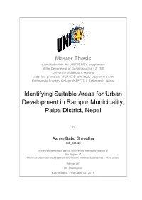 Identifying Suitable Areas for Urban Development in Rampur Municipality, Palpa District, Nepal