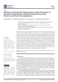 Influence of the Strand Characteristics on the Properties of Oriented Strand
