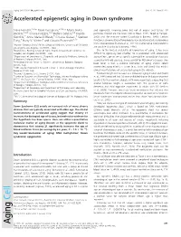 Accelerated Epigenetic Aging in Down Syndrome