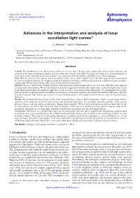 Advances in the Interpretation and Analysis of Lunar Occultation Light Curves