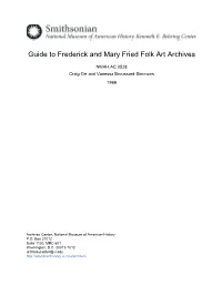 Guide to Frederick and Mary Fried Folk Art Archives