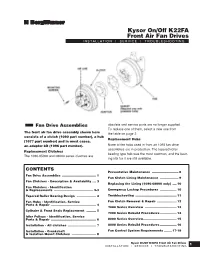 Kysor On/Off K22FA Front Air Fan Drives INSTALLATION | SERVICE | TROUBLESHOOTING