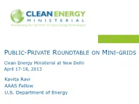Public-Private Roundtable on Mini-Grids