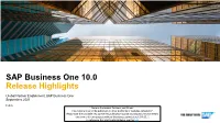 SAP Business One 10.0 Highlights