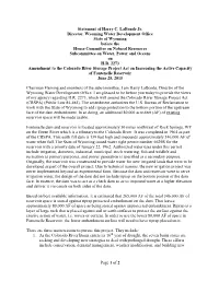 Page 1 of 2 Statement of Harry C. Labonde Jr. Director, Wyoming