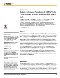 Radotinib Induces Apoptosis of Cd11b+ Cells Differentiated from Acute Myeloid Leukemia Cells