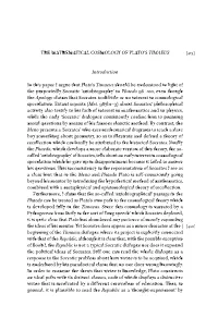 THE MATHEMATICAL COSMOLOGY of PLATO's TIMAEUS Introduction
