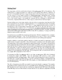 The Melting Point Experimental Procedure