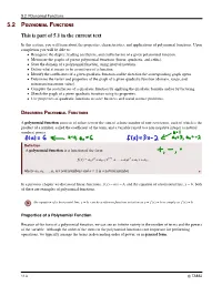 5.2 Polynomial Functions 5.2 Polynomialfunctions