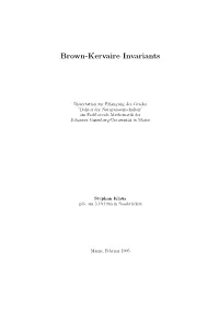 Brown-Kervaire Invariants