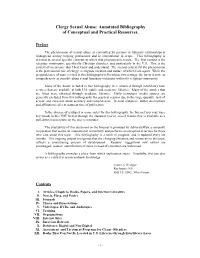 Clergy Sexual Abuse: Annotated Bibliography of Conceptual and Practical Resources
