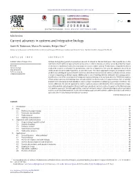 Current Advances in Systems and Integrative Biology