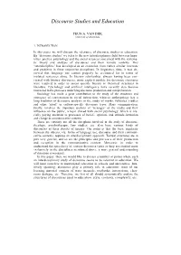 Discourse Studies and Education