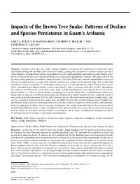 Impacts of the Brown Tree Snake: Patterns of Decline and Species Persistence in Guam's Avifauna