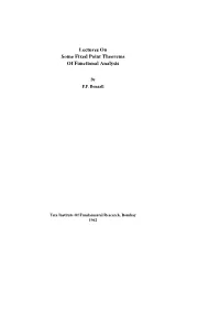 Lectures on Some Fixed Point Theorems of Functional Analysis