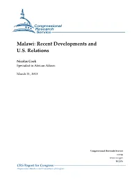 Malawi: Recent Developments and U.S. Relations