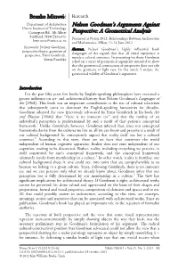 Nelson Goodman's Arguments Against Perspective: a Geometrical