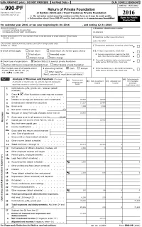 2016 Internal Re, Enue ',En Ice ► Do Not Enter Social Security Numbers on This Form As It May Be Made Public