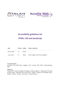 Accessibility Guidelines for HTML, CSS and Javascript