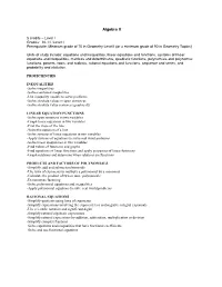 Algebra II Level 1