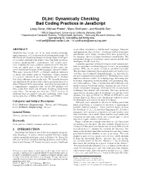 Dlint: Dynamically Checking Bad Coding Practices in Javascript
