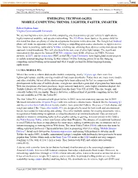 Emerging Technologies Mobile-Computing Trends: Lighter, Faster, Smarter
