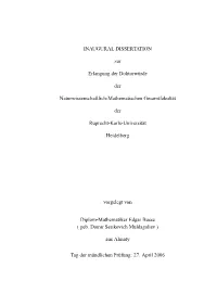INAUGURAL DISSERTATION Zur Erlangung Der Doktorwürde Der