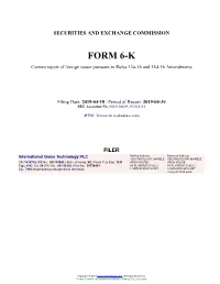 International Game Technology PLC Form 6-K Current Event Report