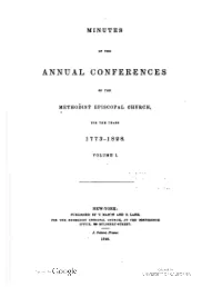Minutes of the Annual Conferences of the Methodist Episcopal Church For