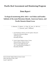 Pacific Reef Assessment and Monitoring Program Data Report