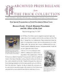 PRESS RELEASE from the FRICK COLLECTION