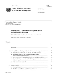 Report of the Trade and Development Board on Its Fifty-Eighth Session